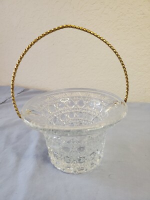 Avon Glass Basket w Gold Handle Fostoria Vintage Collectable 