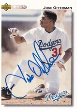 JOSE OFFERMAN SIGNED AUTO'D 1992 UPPER DECK CARD #532 RED SOX LA DODGERS ROYALS