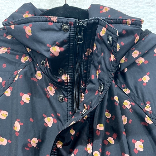 Cabi Jacket Womens Medium Black Rainy Day Jacket Flower Burst Hooded Zip 4115 - Picture 7 of 15