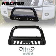 FOR 2004-2015 NISSAN TITAN/ARMADA BLACK BULL BAR PUSH BUMPER GRILLE GUARD+SKID