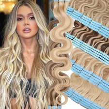 8A Seamless Tape in 100% Real Remy Human Hair Extensions Skin Weft Body Wave