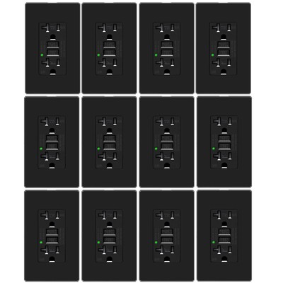 GFCI Outlet 20 Amp Receptacles Ground Fault Circuit Interrupter ETL Black 12Pack