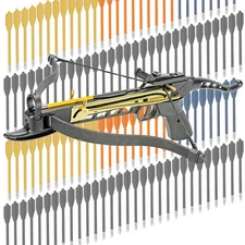 KingsArchery Crossbow Self Cocking Pistol 80 LB Sights 120 Plastic Arrow