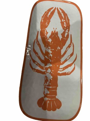 TRAYS DISH LOBSTER Boho Beach Seafood Lover 14''x''6 Orange White NEW! Never