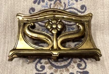 Brass Floral Letter Holder Arts & Crafts Art Deco Use for Phone Remote Napkins