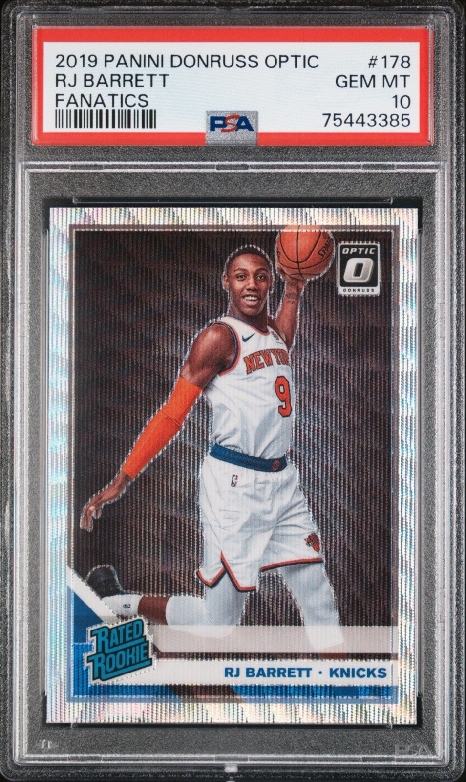 2019 Panini Donruss Optic RJ Barrett Rookie RC Fanatics Prizm #178 PSA 10 GEM MT