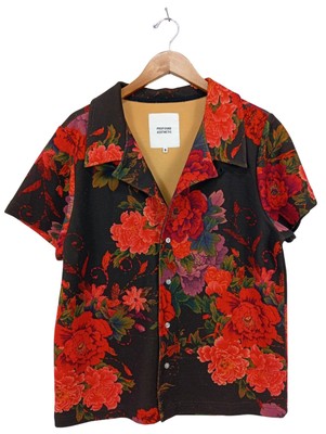 PROFOUND AESTHETIC Kurzarmhemd Damen Hemd Gr. DE 36 rot-lila-schwarz Casual-Look