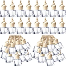 200 Pcs Hanging Car Diffuser Bottles Bulk, Empty Clear Glass Air Cube 