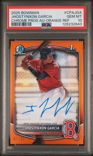 2025 Bowman Chrome Jhostynxon Garcia ORANGE REFRACTOR AUTO PSA 10 RED SOX 07/25