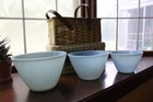 Vintage Fire King Delphite Turquoise Blue Nesting Bowls Set Splash proof 3 Sizes