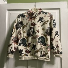 Marvel Hoodie Spiderman Hulk Iron Man Beige Youth Size Extra Large 16