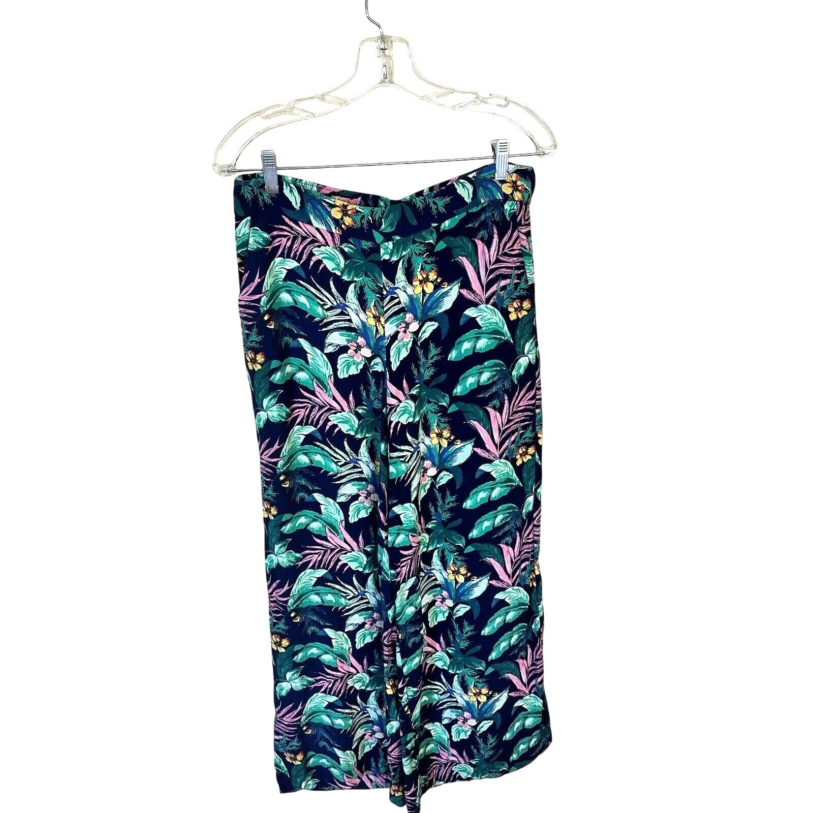 LOFT Tropical Hawaiian Print Rayon Wide Leg Pants Womens Medium Tall Preowned