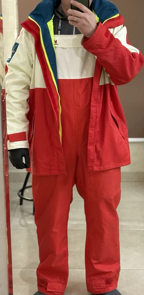 Chaqueta y pantalón vintage Helly Hansen Seawear, talla L/XL, impermeable, rojo Foto 4 de 4