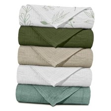 Muslin Receiving Blankets 5 Pack, Soft Swaddle Wraps for Newborn Bright Leaves
