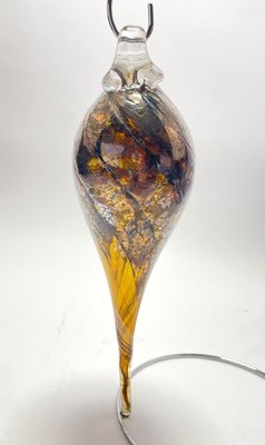 Hand Blown Murano Style Heavy Art Glass Teardrop Hanging Ornament 9.25''