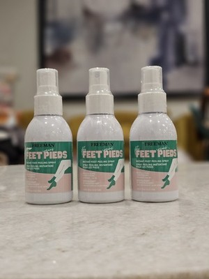 Lot of 3 Freeman Flirty Feet Coconut and Aloe Instant Peeling Foot Spray 4 fl oz