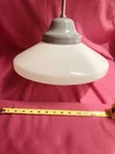 Large Vintage Art Deco Milk Glass Schoolhouse Hanging Fixture