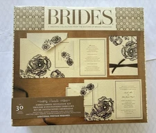 New BRIDES Deluxe Wedding Invitation Kit 30 ct Brown/Southern Rose Printable