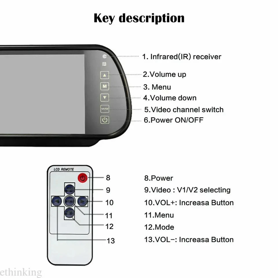 Brake Light Backup Camera + 7'' Rear View Monitor for Mercedes Benz Sprinter Van - Image 4 of 4