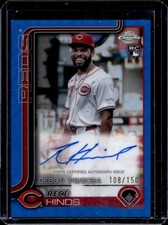 2025 Topps Chrome Update Rece Hinds Rookie Debut Auto RC Blue Refractor #/150
