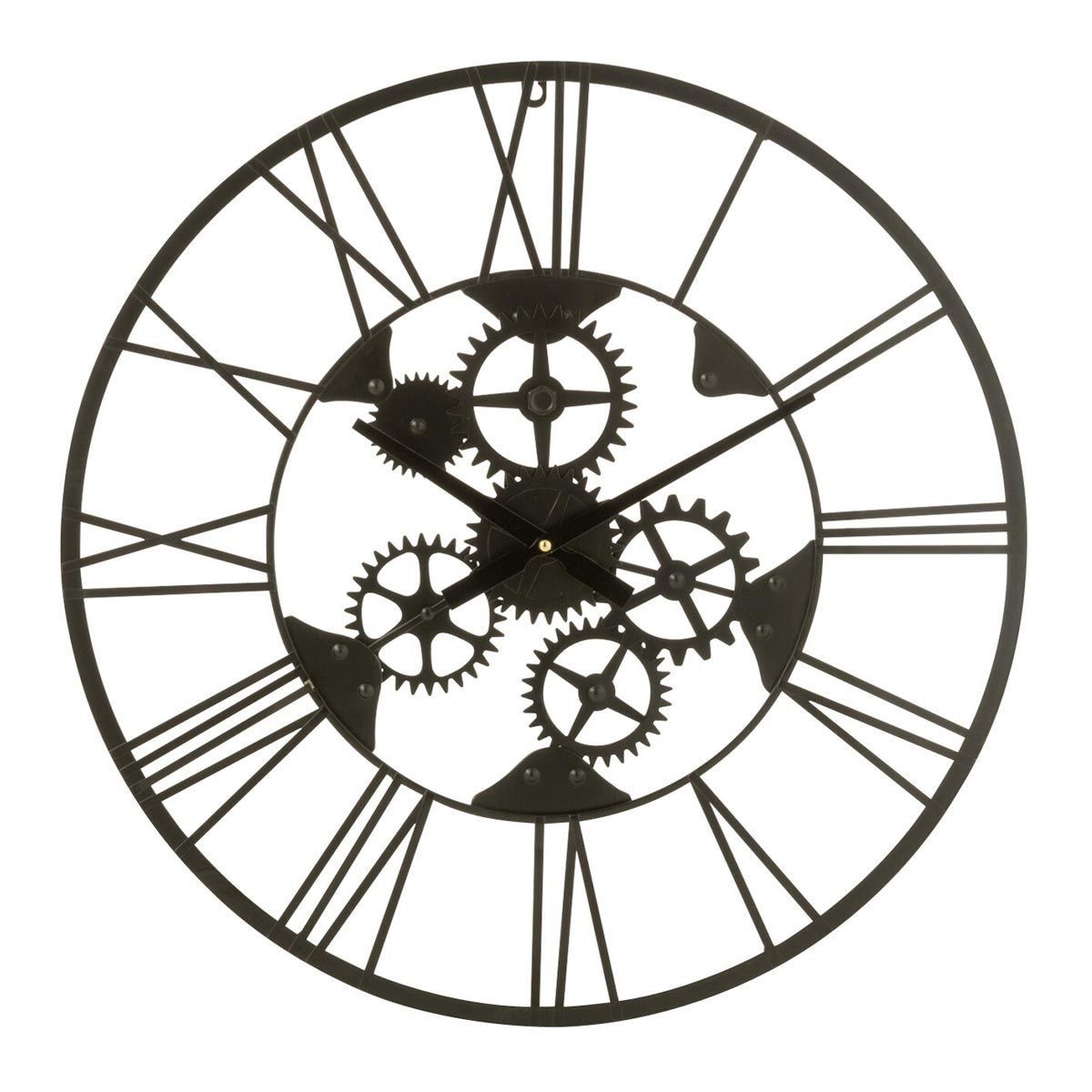 Horloge murale en métal Roues 60cm noir pour sublimer un loft