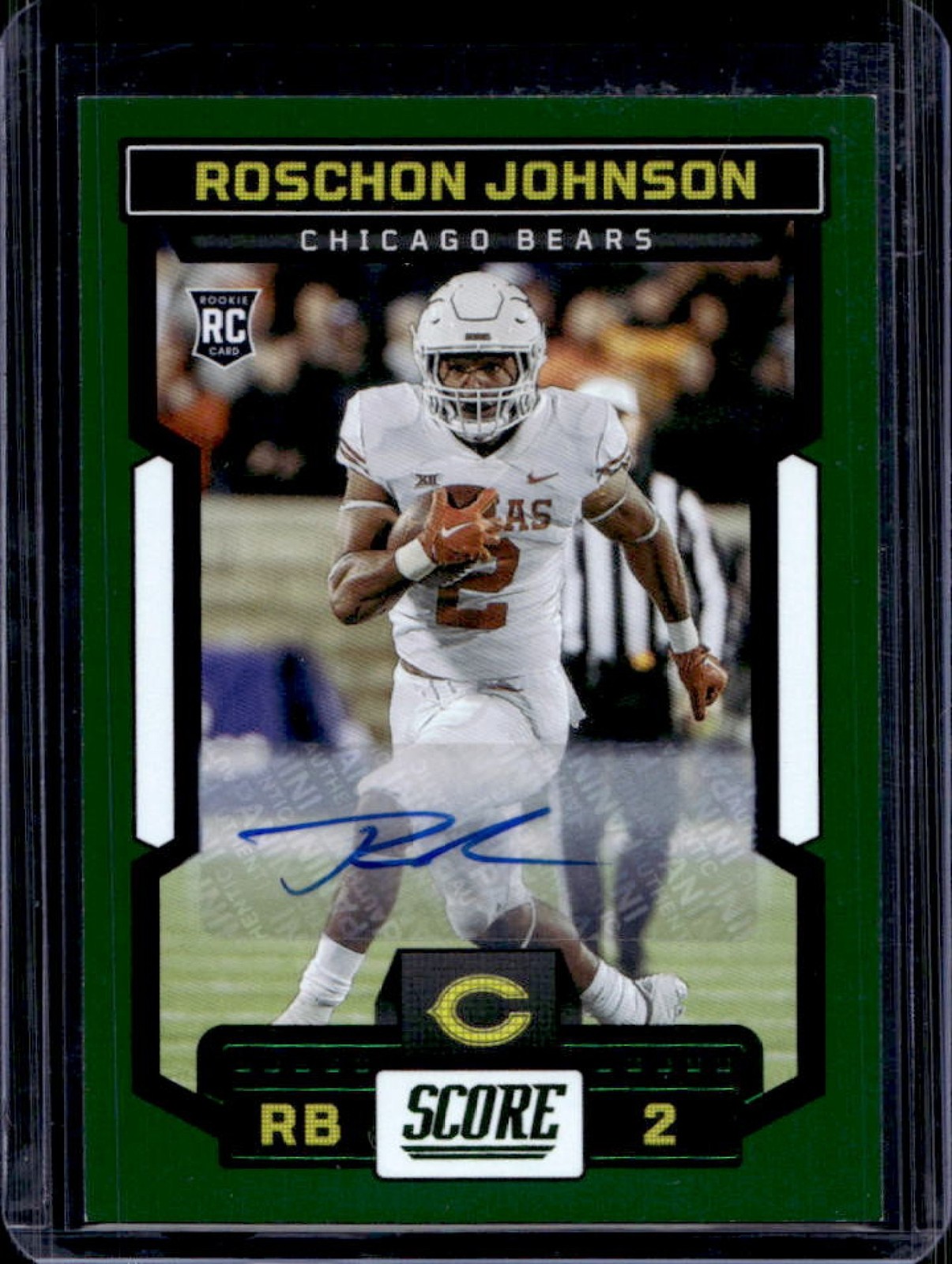 2023 Panini Score Roschon Johnson Signatures RC Green Rookie Auto #335 Bears