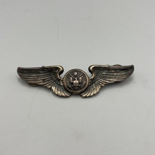 WW2 USAAF Air Crew Wings Badge Sterling Silver Clutch Back