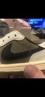 Size 9 Child Nike Travis Scott Shoes,  Olive Green/ White With A Black Swoosh-