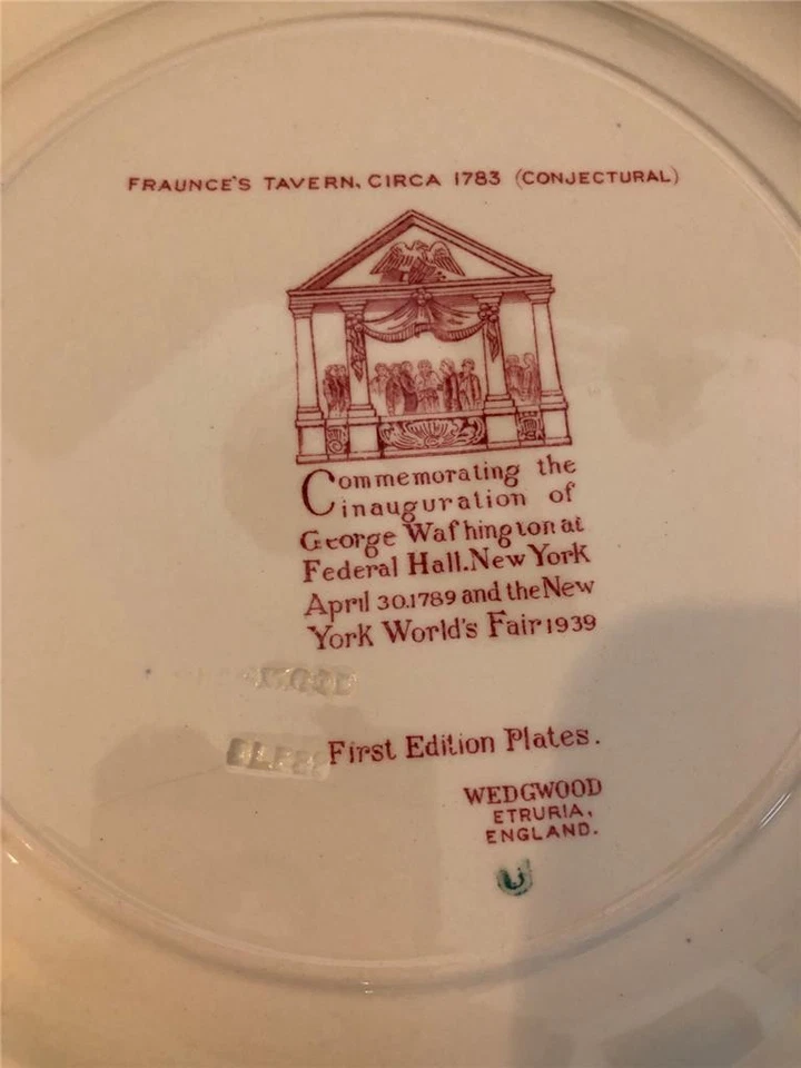 Juego de 10 Wedgewood Primera Edición Rojo Transferware Ciudad de Nueva York Raro Hallazgo Foto 3 de 4