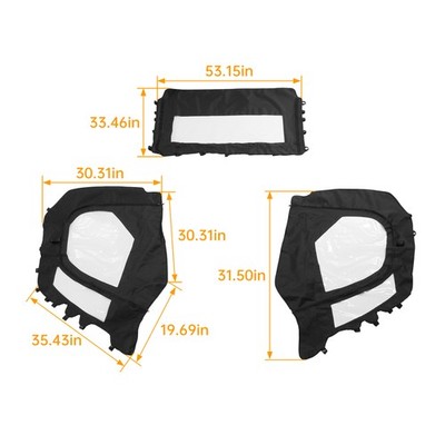 For T-Boss 550 750 560 760 UTV Black+Clear Soft Door Soft Half