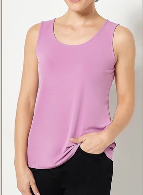 Susan Graver Modern Essentials Size 2X Lilac Liquid Knit Scoop Neck Tank