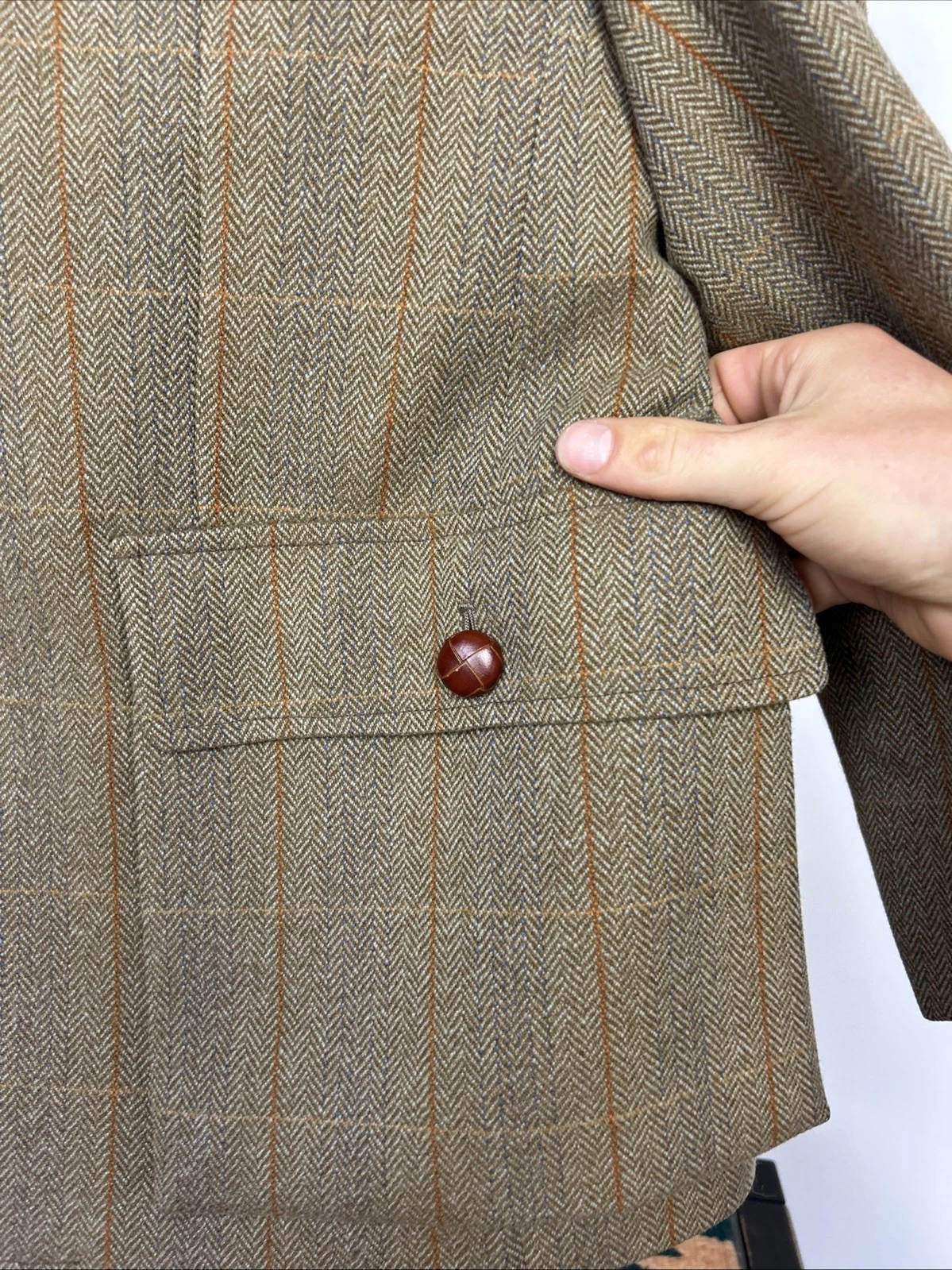 Sport Saxony Tweed Shooting Action Back HACKING Norfolk Blazer Jacket (42S) - product detail image 5