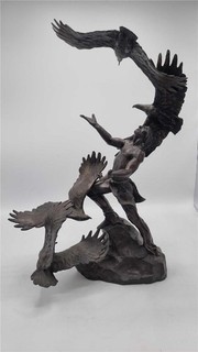 Buck McCain Soaring Spirits Native American Portrait Bronze Sculpture Signed Art