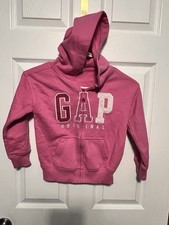 GAP Logo Kids Pink Full Zip Hoodie Pullover Sweatshirt Size XS 4/5