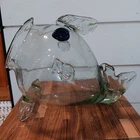 Green Blenko Style Blown Art Glass Fish Vase/Terrarium Bowl Decor MCM