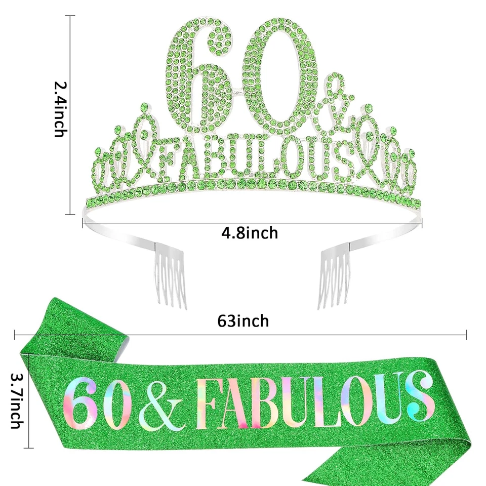 Conjunto de faja y corona de 60 cumpleaños para mujer, 60 cumpleaños, Foto 2 de 4