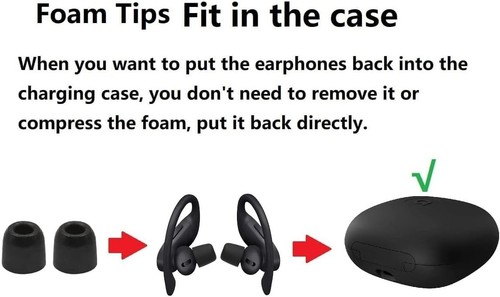BLLQ Memory Foam Tips Compatible with Powerbeats Pro Replacement Ear Tips, Pe... - Picture 2 of 7