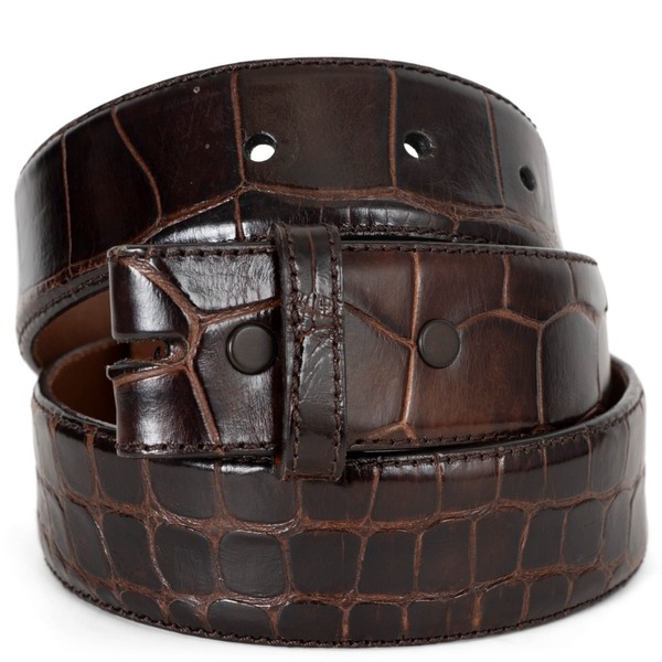 73830 Auth KIESELSTEIN-CORD dunkelbraun Kroko 1,5" Gürtel Riemen 3