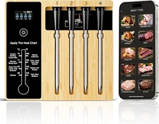 Smart Wireless Meat Thermometer 4 Probes, Bluetooth Food Thermometer,