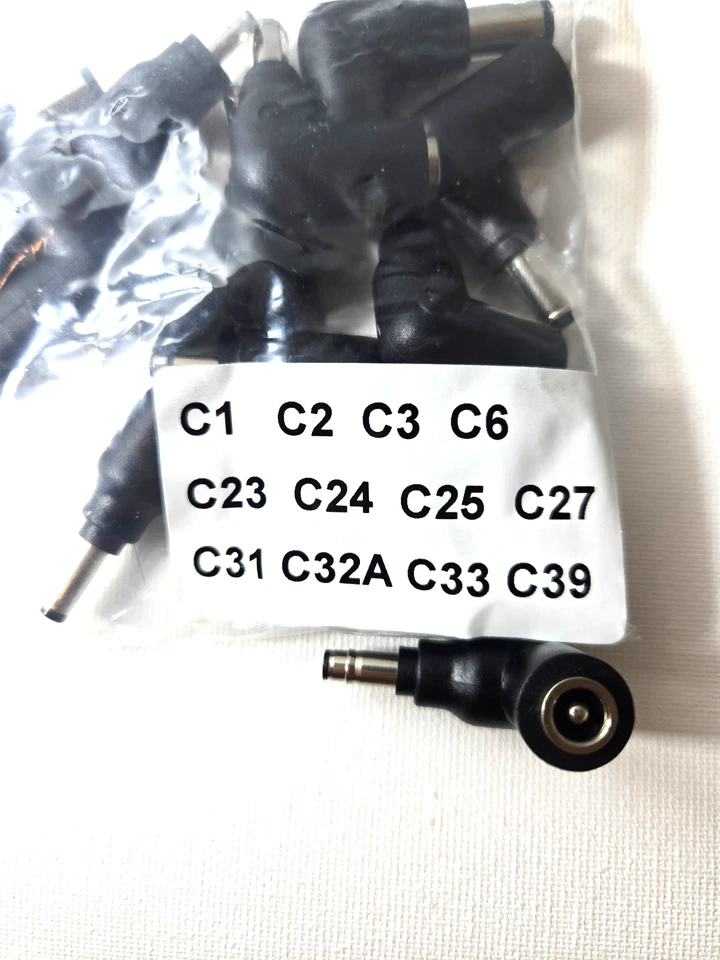 90° DC Power Adapter Tips C1 C2 C3 C6 C23 C24 C25 C27 C31 C32A C33 C39 Male to F - Image 2 of 2