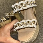 Schutz Juliet Platform Block Heel Espadrille Sandals white gold sz 6 B New — photo 2