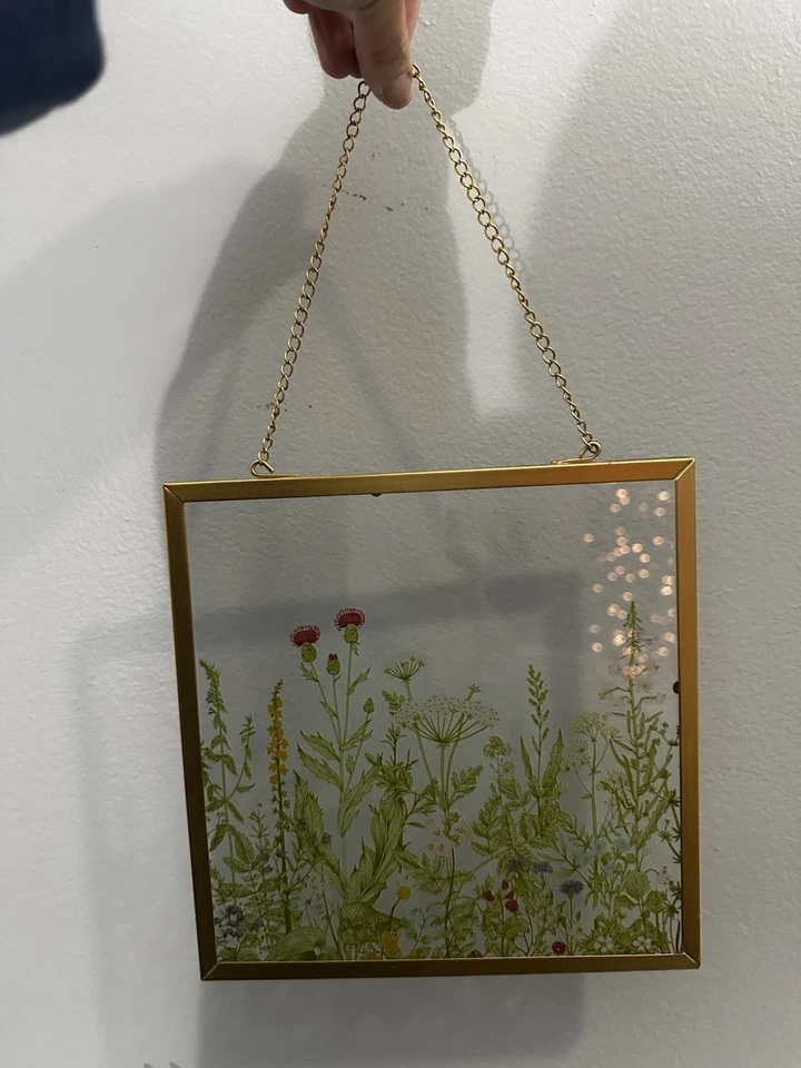 植物悬挂玻璃框架墙面装饰压花框架艺术金色金属 Fra — 第 3/4 张图片