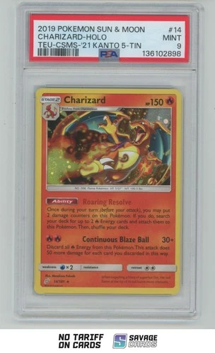 2019 Pokemon Sun & Moon Team Up Holo Charizard PSA 9 #14/181