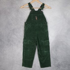 Vintage Disney Tigger Overalls Kids 4/5 Green Corduroy Embroidered Cargo