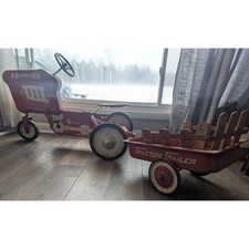 Vintage Hamilton pedal tractor with trailer Red Fire rare car