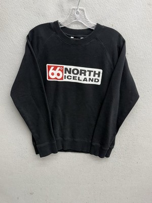 66° North Iceland Men's Small Sweatshirt Logn Sweater Logo Crewneck Black
