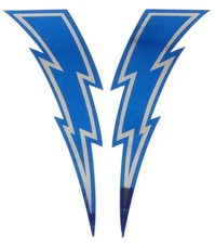Porkchop BMX LIGHTNING BOLT decals stickers (Set of 2) CHROME & BLUE