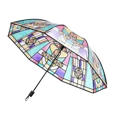Umbrella Vintage Stained Glass Hand-Painted Transparent Umbrellas Fully Automa