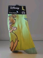 DISNEY TINKER BELL CREW SOCKS SIZE 9-13 NEW WITH TAGS