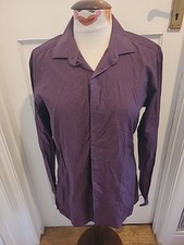 Mens Next 100 Cotton 15.5" Slim Fit Purple Shirt Long Sleeved